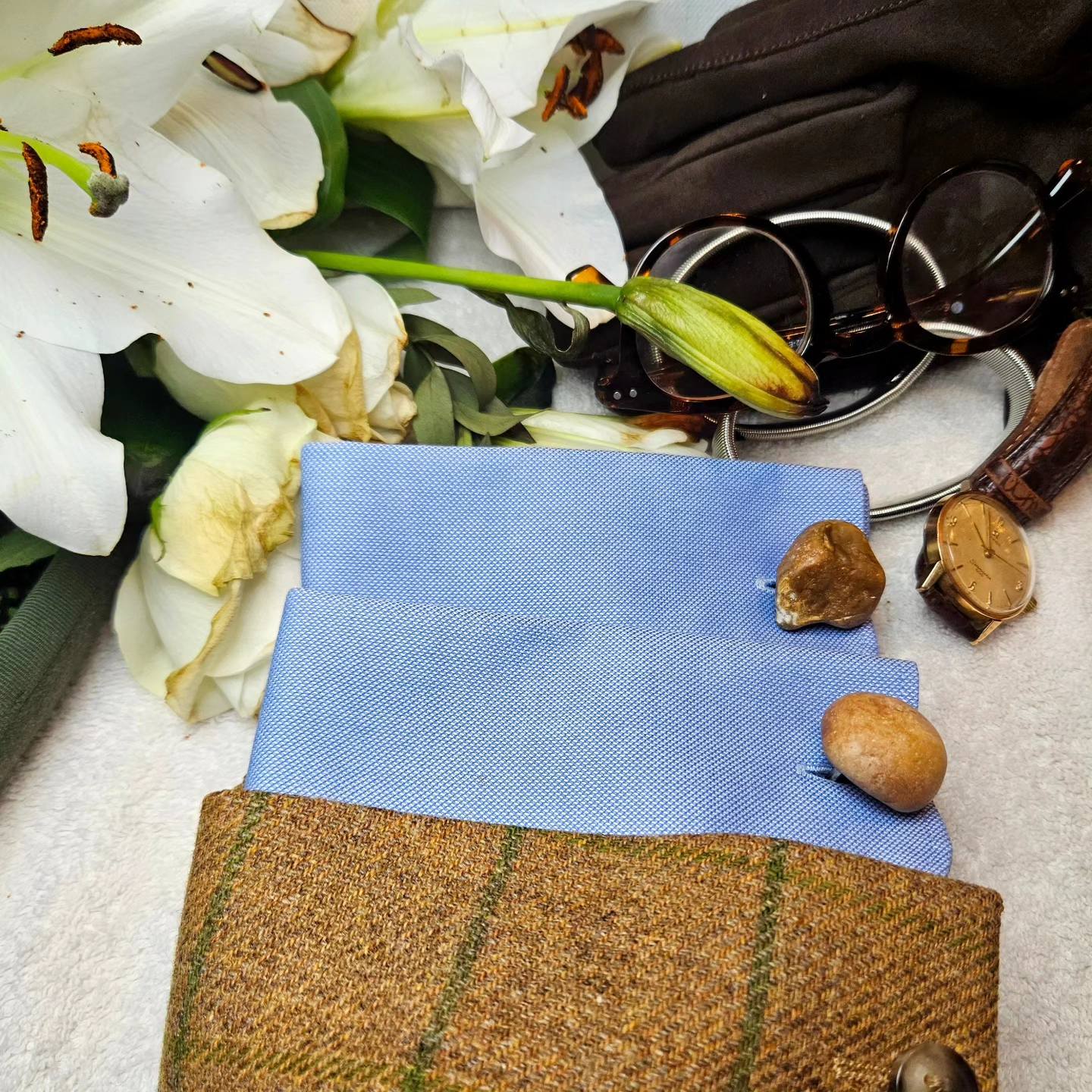 Cufflinks , natural polished stone