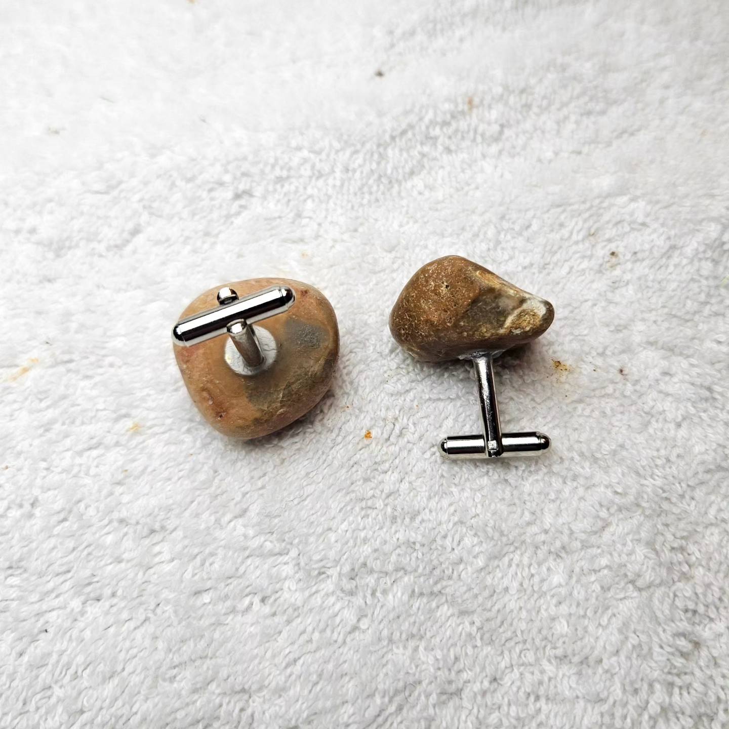 Cufflinks , natural polished stone