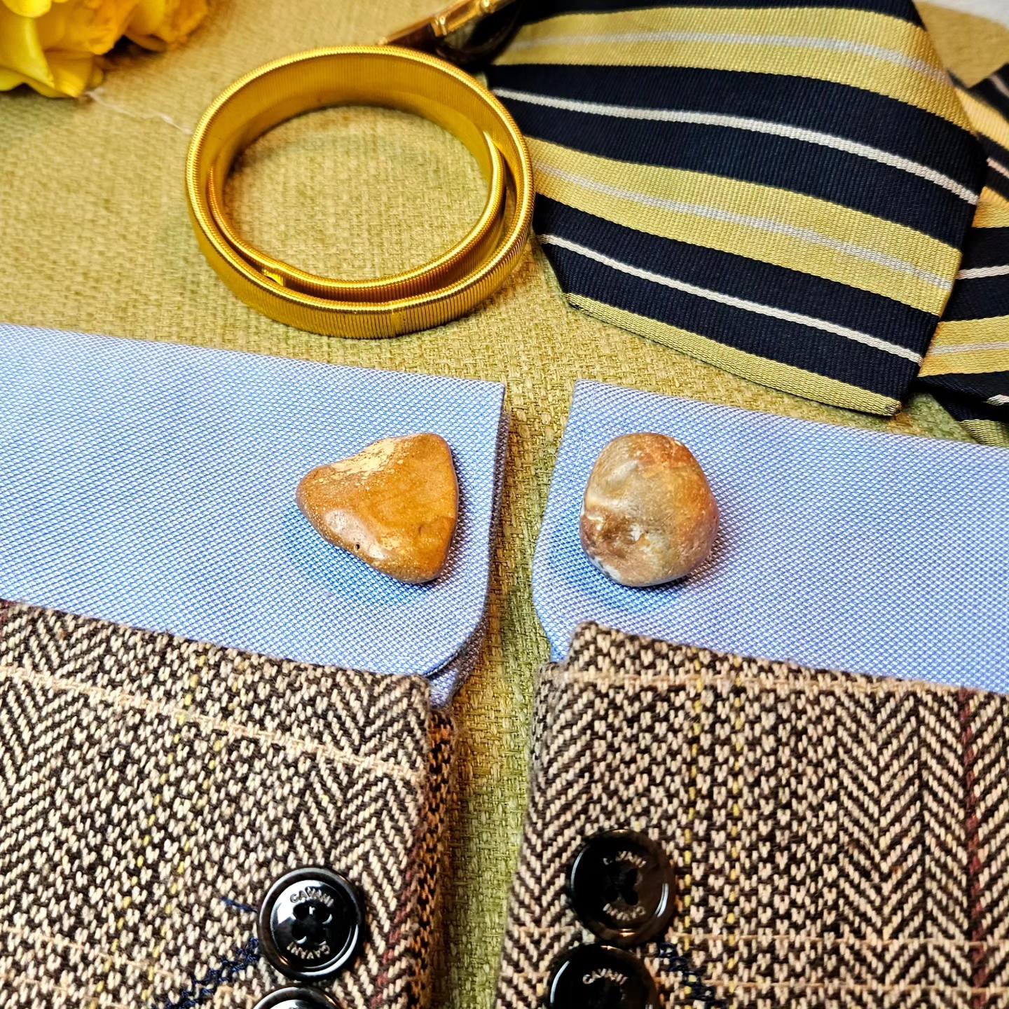 Cufflinks , natural polished stone