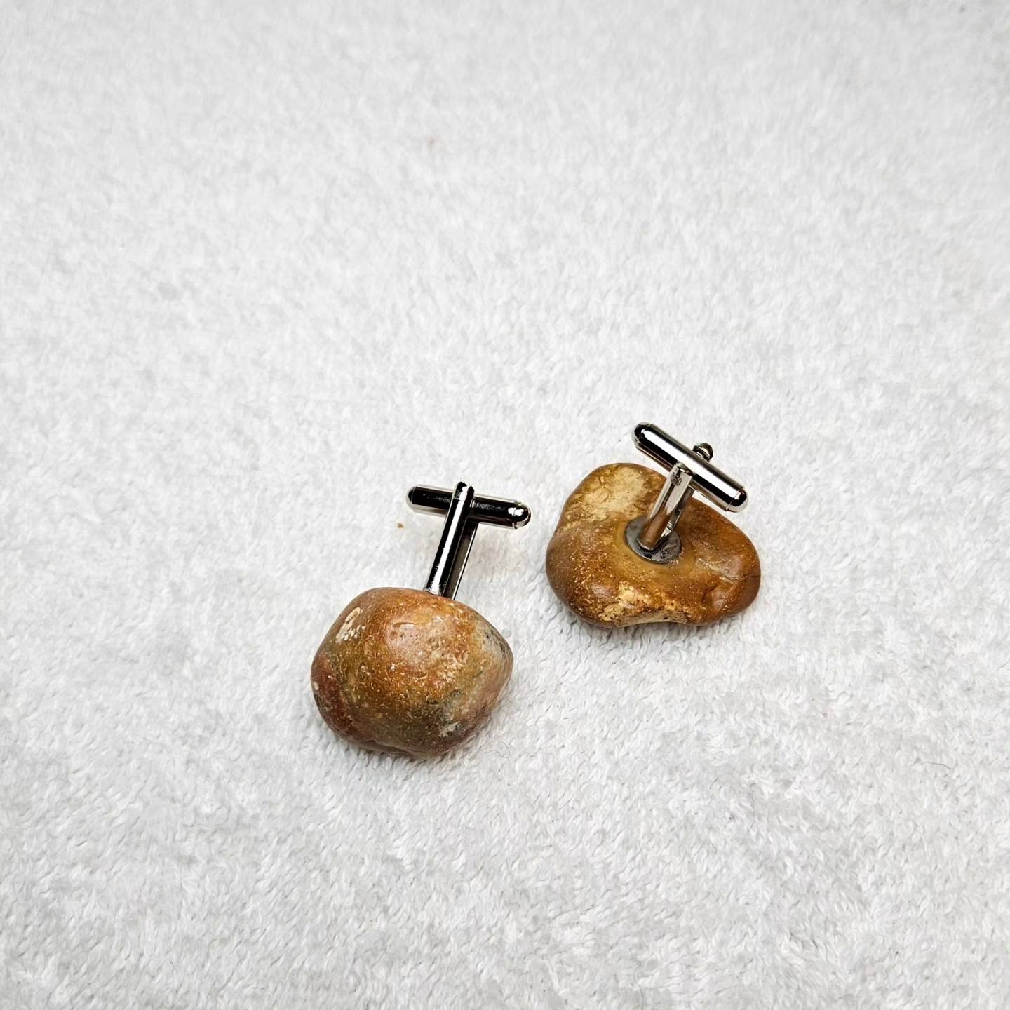 Cufflinks , natural polished stone